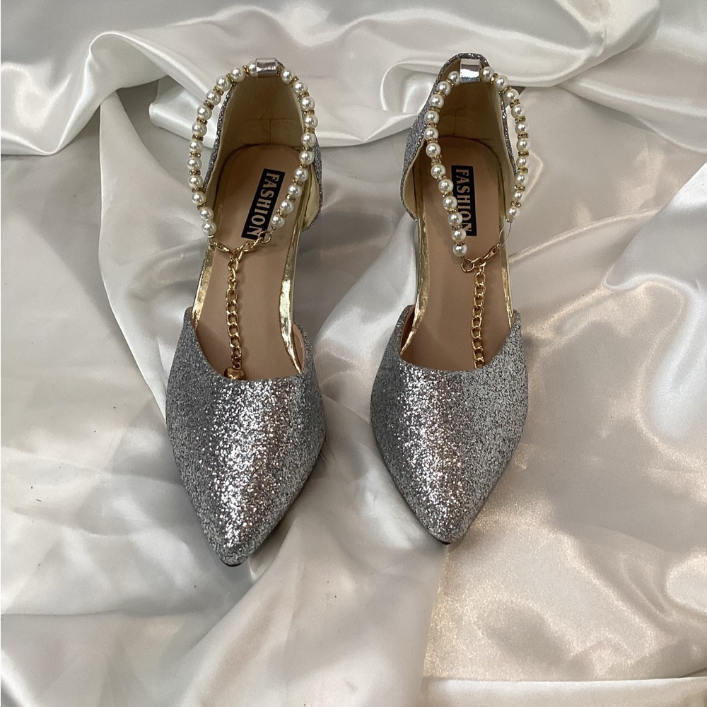 Silver Glitter Women's Shoes